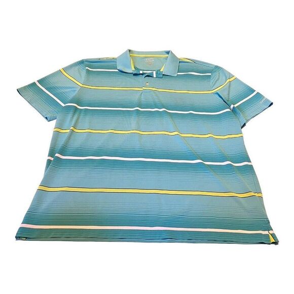 Ralph Lauren Chaps Blue And Yellow Striped Breathable Polo Tshirt XXL Casual - Picture 1 of 6